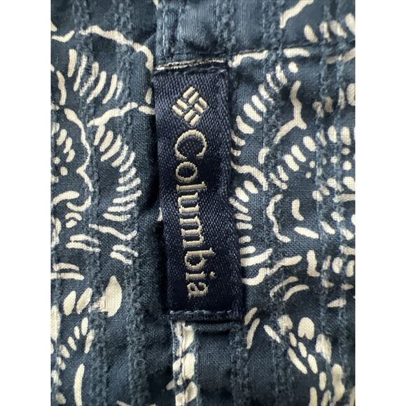 Columbia Shirt Adult XL Blue Button Up Floral Print Short Sleeve - Picture 3 of 4
